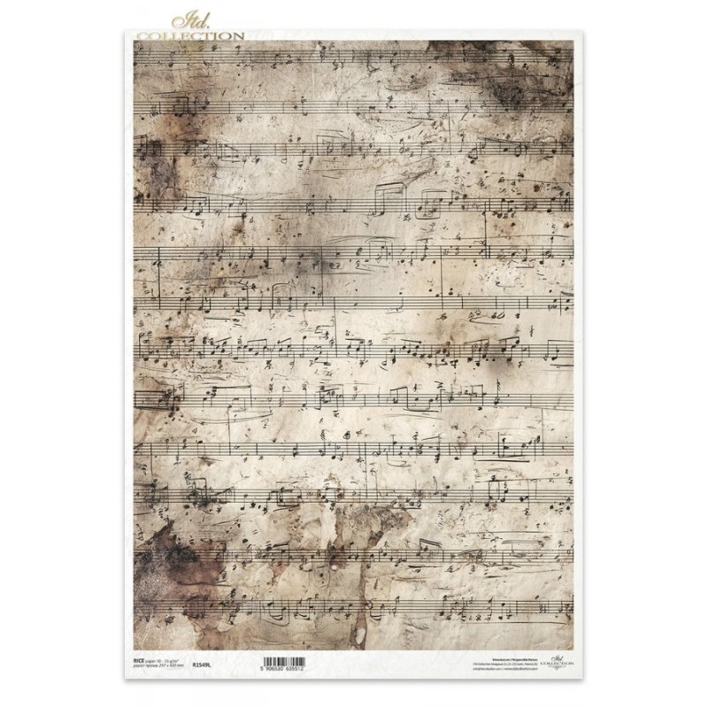 Partitura vintage. Papel de arroz A3 decoupage. ITD Collection. R1549L. Los mejores productos en L'aura Bella, tu tienda online
