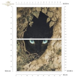 Gato negro. Papel de arroz A2  decoupage. ITD Collection. FPA2029. Los mejores productos en L'aura Bella, tu tienda online