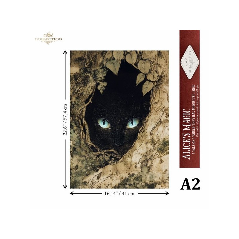 Gato negro. Papel de arroz A2  decoupage. ITD Collection. FPA2029. Los mejores productos en L'aura Bella, tu tienda online
