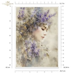 Mujer y lavandas. 3 papel arroz A3  decoupage. ITD Collection. FPA3019. Los mejores productos en L'aura Bella, tu tienda online