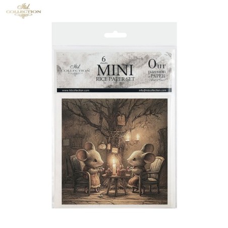 Ratoncitos II. Set 6 papeles de arroz para decoupage, 14.8x14.8 cm. ITD. Los mejores productos en L'aura Bella, tu tienda online