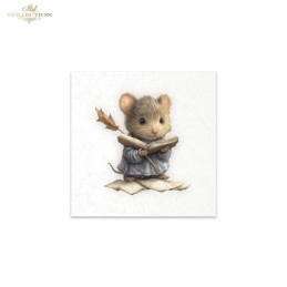 Ratoncitos fondo blanco. 6 papeles arroz decoupage. ITD. RSM219. Los mejores productos en L'aura Bella, tu tienda online