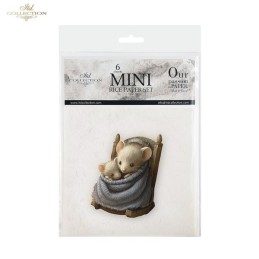Ratoncitos fondo blanco. 6 papeles arroz decoupage. ITD. RSM219. Los mejores productos en L'aura Bella, tu tienda online