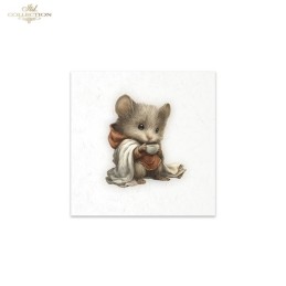 Ratoncitos fondo blanco II. 6 papeles arroz decoupage. ITD. RSM220. Los mejores productos en L'aura Bella, tu tienda online