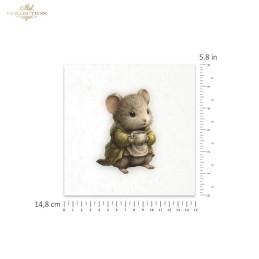 Ratoncitos fondo blanco II. 6 papeles arroz decoupage. ITD. RSM220. Los mejores productos en L'aura Bella, tu tienda online