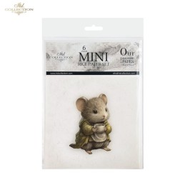 Ratoncitos fondo blanco II. 6 papeles arroz decoupage. ITD. RSM220. Los mejores productos en L'aura Bella, tu tienda online