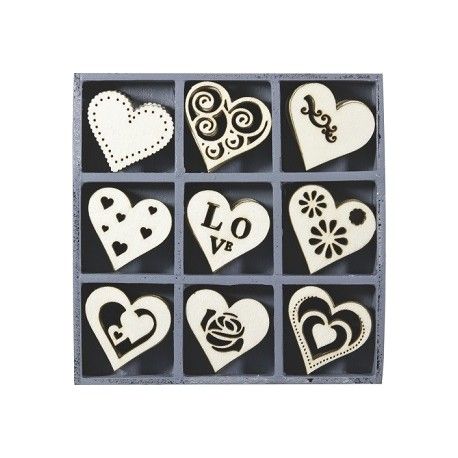 9 decoraciones madera. Temática Corazones