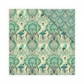 Papel scrap con flores y pájaros - L’aura Bella tienda online de scrapbooking, manualidades y regalos en Madrid