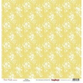 Scrapbooking, papel mostaza con flores - L’aura Bella tienda online de scrapbooking, manualidades y regalos en Madrid