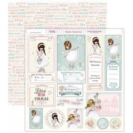 Comunión niña. Etiquetas Recordatorios