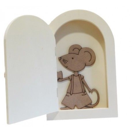 Puerta Ratón Pérez con escaera. 16x24 cm