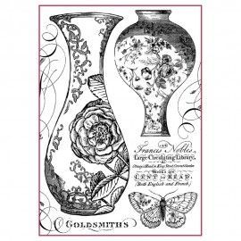 A4 Decoupage Rice Paper Packed Vases B/W