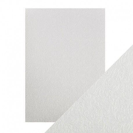 A4 LUXURY EMBOSSED CARD - PEARL DAMASK. Papel Scrapbooking 9822E. El mejor scrap en L'aura Bella tu tienda online