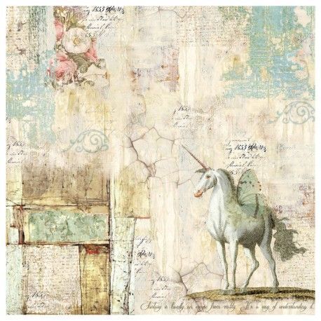 Single napkin rice paper. Wonderland Unicorn