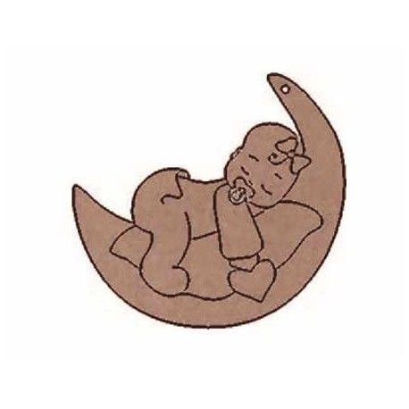Bebé niña en luna. Para colgar