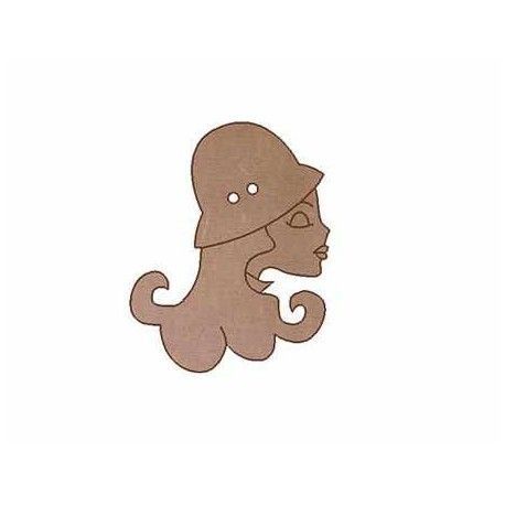 Chica con sombrero de perfil. Botón