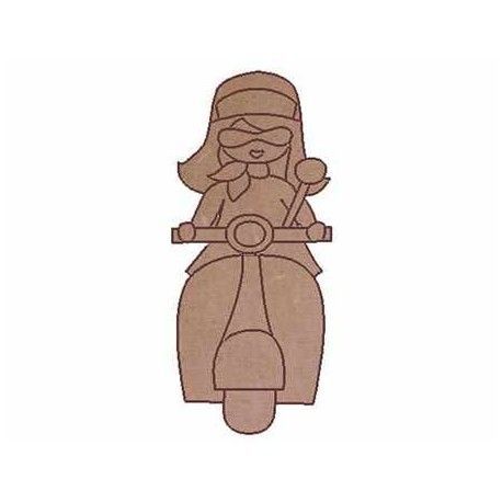 Chica en moto.Pequeño