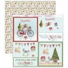 Papel Scrapbooking. SCP-282. Navidad 2018 Dayka. Feliz Navidad. Perro en bici y cuarto bebé. 3D