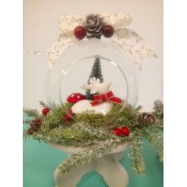 Kit de dos bolas abiertas de cristal con renos. Completo