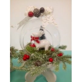 Kit de dos bolas abiertas de cristal con renos. Completo