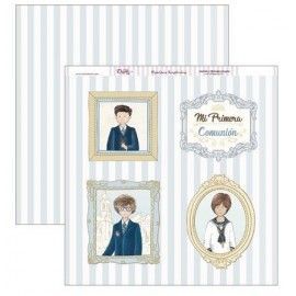 Papel Scrapbooking. SCP-307 Comunión 2019 Dayka. Cuadros de los niños en su Primera Comunión