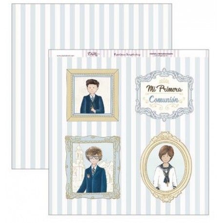 Papel Scrapbooking. SCP-307 Comunión 2019 Dayka. Cuadros de los niños en su Primera Comunión