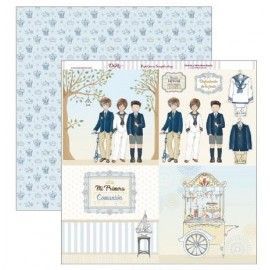 Papel Scrapbooking. SCP-309 Comunión 2019 Dayka. Cuatro imágenes de niños Comunión