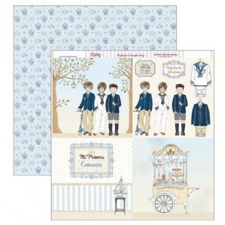 Papel Scrapbooking. SCP-309 Comunión 2019 Dayka. Cuatro imágenes de niños Comunión