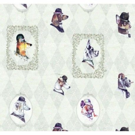 Papel entelado. PFY. Gentleman Dogs. 100 x 70 cm