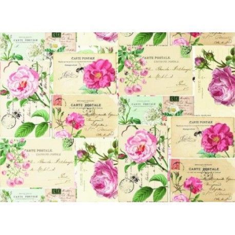 Papel entelado. PFY. Flower Postcard. 100 x 70 cm