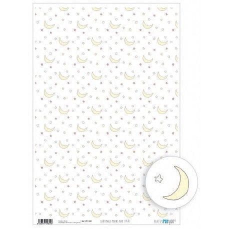 Papel cartonaje. PFY. Moons and Stars. 32 x 48,3 cm