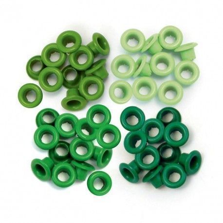 Eyelets. Ojales 41576-7. WRMK. Tonos Verdes. El mejor scrapbooking en L'aura Bella