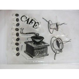 Molinillo y granos de café....