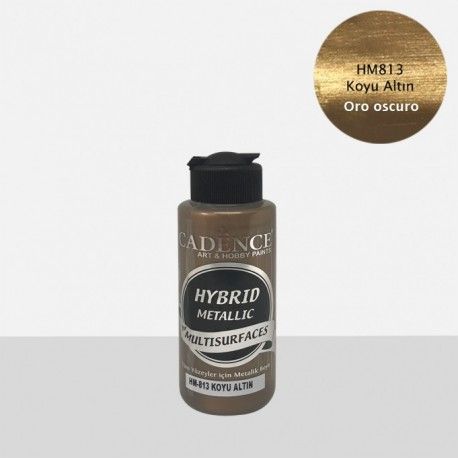 Pintura multisuperficie Hybrid Metallic de Cadence. Tu pintura en L'aura Bella, tu tienda de manualidades. Oro Oscuro HM813