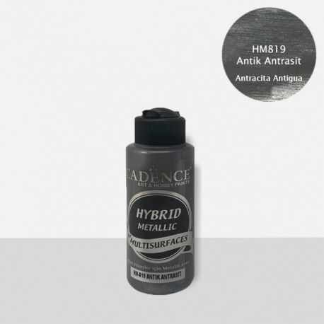 Pintura multisuperficie Hybrid Metallic de Cadence. L'aura Bella, tu tienda de manualidades. Antracita  Antigua HM819