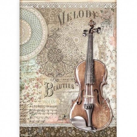 Passion Violin. A4. Stamperia DFSA4538. el mejor papel de arroz en L'aura Bella tu tienda online