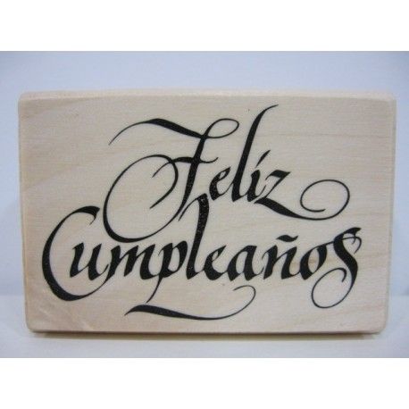 Sello de madera: feliz cumpleaños. Los mejores productos en L'aura Bella tu tienda online.
