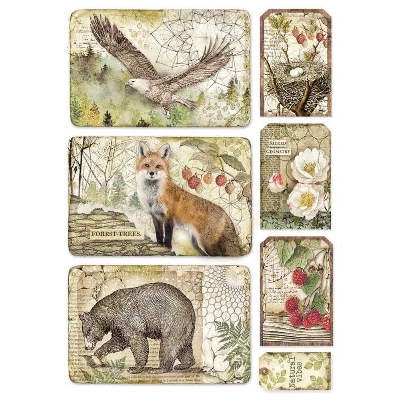 Framed oso, zorro y aguila. A4. Stamperia DFSA44257. el mejor papel de arroz en L'aura Bella tu tienda online