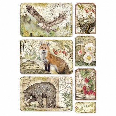 Framed oso, zorro y aguila. A4. Stamperia DFSA44257. el mejor papel de arroz en L'aura Bella tu tienda online