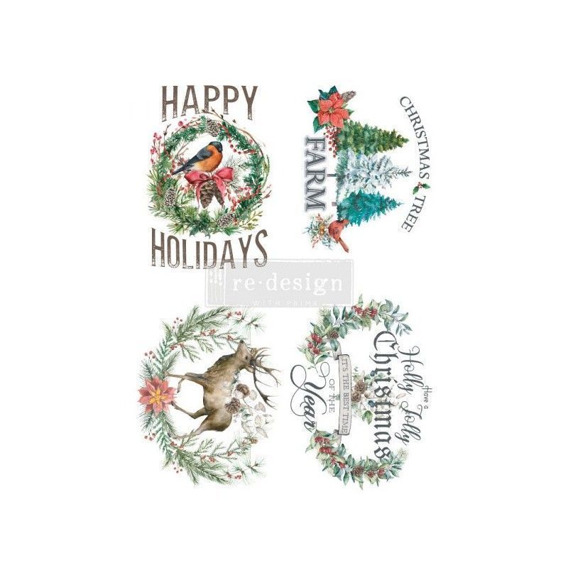 REDESIGN DECOR TRANSFERS® Holly Jolly XMas 65594. Los mejores transfers de Redesign en L'aura Bella