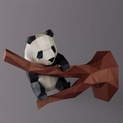 Panda en rama. panda and branch Art Model 3D. Kit DIY figura papel. PANWWH Todo Papercraft World en L'aura Bella tu tienda 4