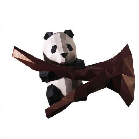Panda en rama. panda and branch Art Model 3D. Kit DIY figura papel. PANWWH Todo Papercraft World en L'aura Bella tu tienda