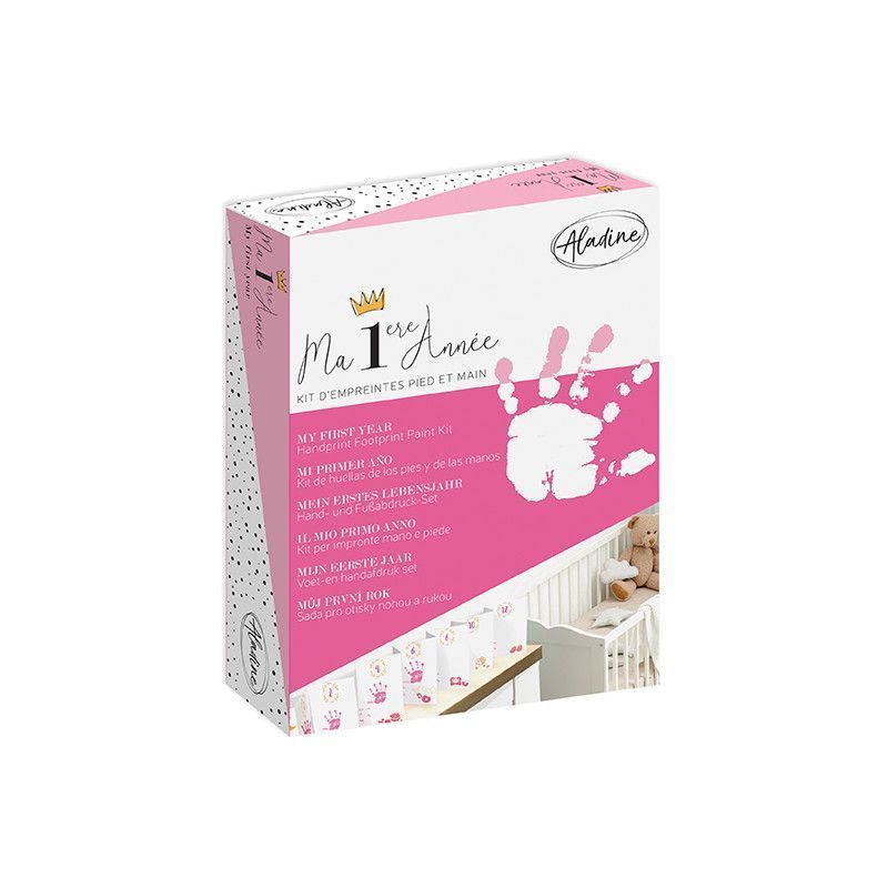 Kit de Huellas infantil. Mi primer año, rosa, niña. 05332 Aladine. Los mejores productos en L'aura Bella tu tienda online.